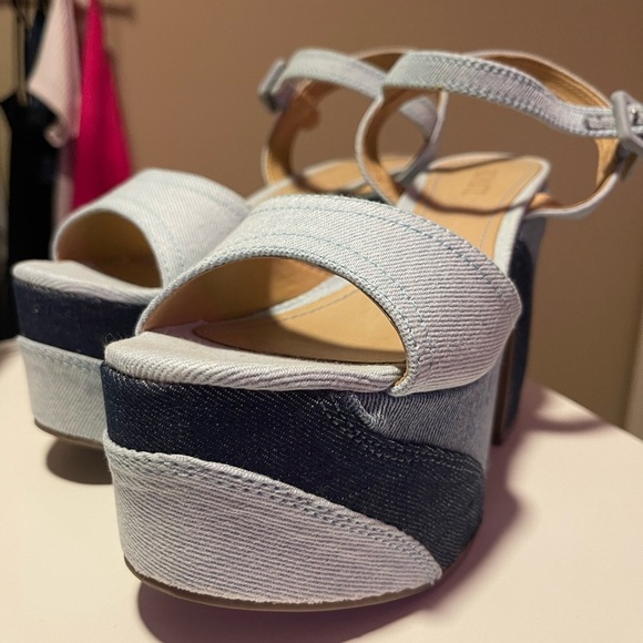 SCHUTZ Shoes - SCHUTZ Blue Platform Sandals with Ankle Strap